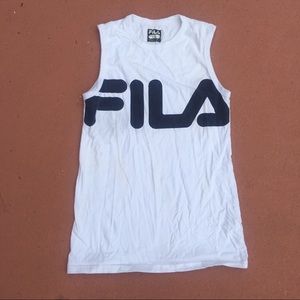 Fila Tops - White with blue writing Fila tank top Fila Tops - White with blue writing Fila tank top